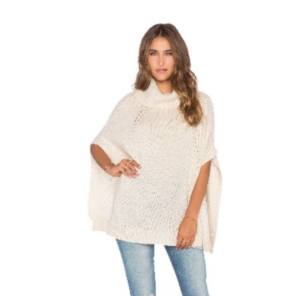 LaMade Cream Turtleneck Poncho Sweater - Picture 6 of 8